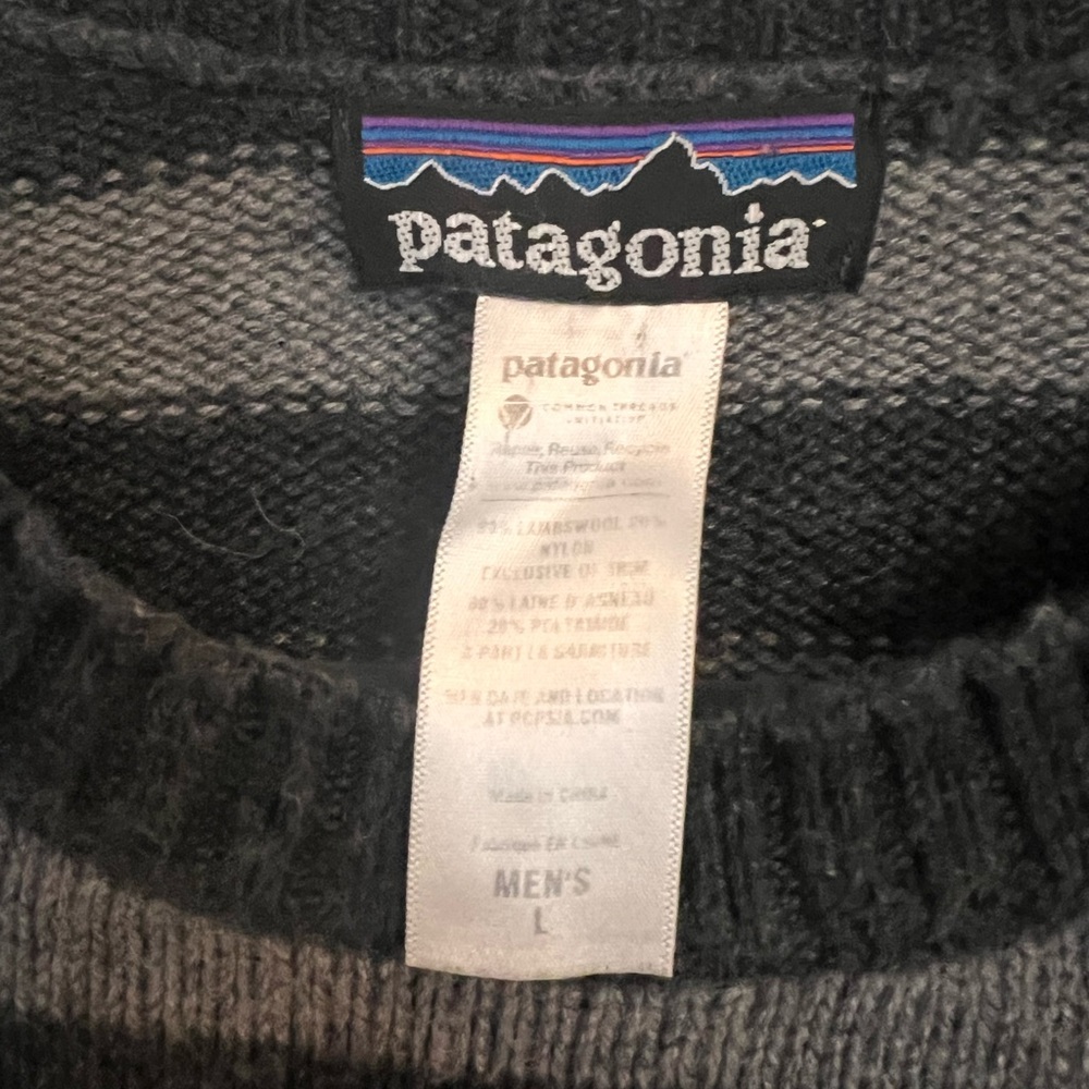 Patagonia Charcoal and Black Striped Crewneck Sweater - Picture 4 of 5